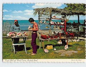 M-173467 Conch Shell and Wood Carving Roadside Stand Jamaica