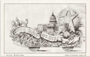 Omaha NB 1910 Knights of Ak Sar Ben The Ship of State Title Float Postcard F56