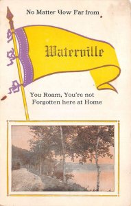 Waterville Pennsylvania Greetings Pennant Flag Scenic View Postcard AA87534