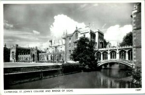 Bridge of Sighs and St Johns College Postcard Cambridge Massachusetts RPPC