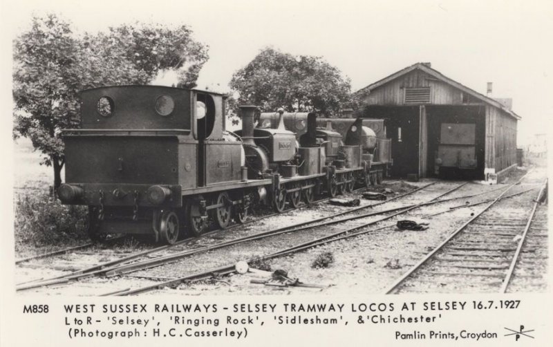 West Sussex Railways Selsey Tramway Locos at Selsey Train Postcard