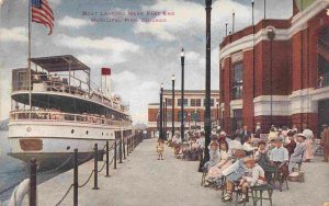 Steamer Boat Landing Municipal Navy Pier Chicago Illinois 1917 postcard