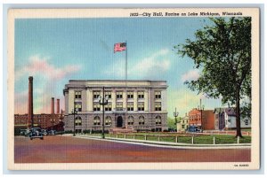 City Hall Racine Cars Exterior Scene On Lake Lake Michigan Wisconsin WI Postcard