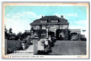 Vermillion Ohio OH Postcard F. W. Wakefield's Residence Exterior 1928 Vintage