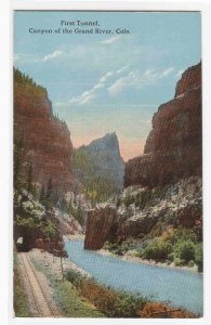 First Tunnel Railroad Grand River Canyon Colorado 1910c postcard