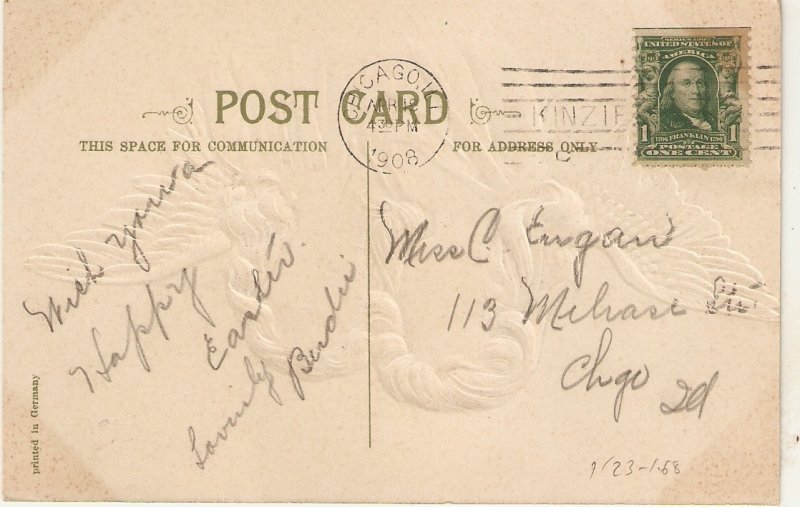 Angels Girls. Easter Greetings  Old vintage German Easter Postcard. Embossed