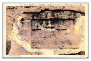 Stone Mountain Monument In Progress Atlanta Georgia GA UNP Linen Postcard J19