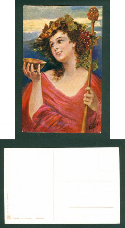 Germany. Lady With Wine,Grapes. ASM.Bavaria.Series 524  +_ 1910. Signed A. Broch