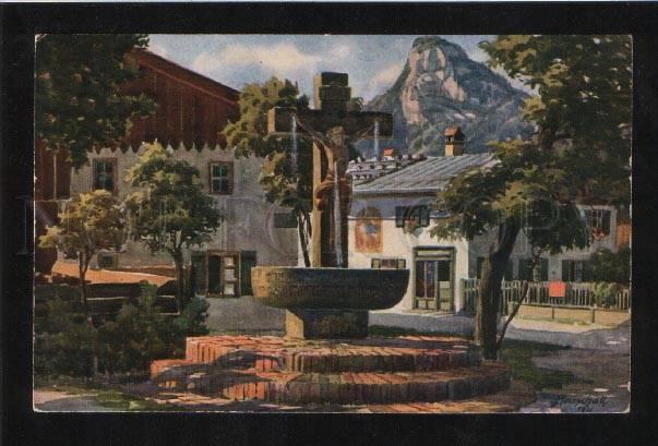 058966 GERMANY Oberammergau Christusbrunnen Vintage PC