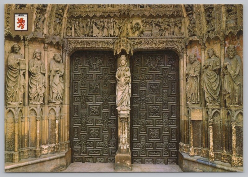 Foreign~Spain~Cathedral Of Leon~White Virgin On Door Of Judgement~Continental PC 