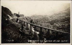 Sao Paulo Brazil Trestle Aqueduct da Serra Velha SPR Real Photo Postcard #1