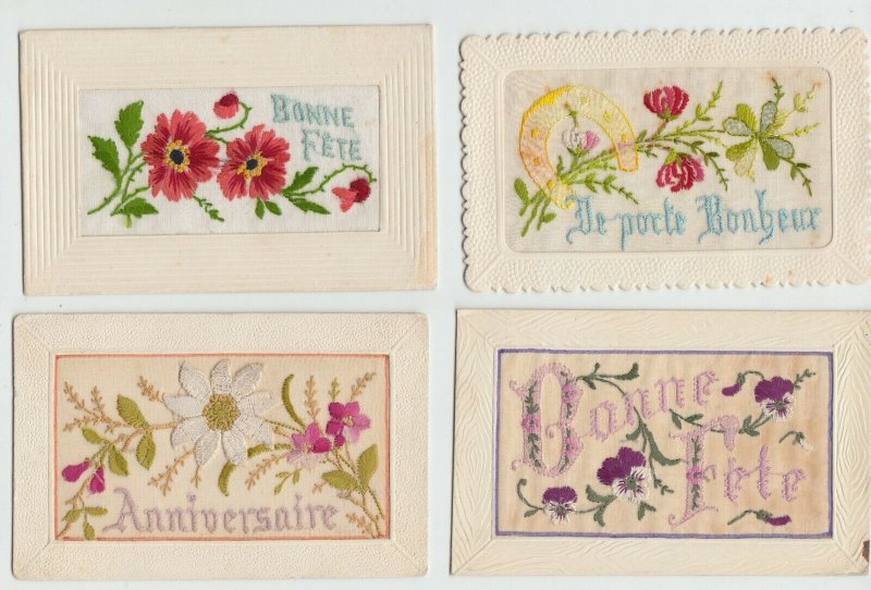 EMBROIDERED SILK COLLECTION 482 Vintage Postcards with BETTER Pre-1940 (L3134)