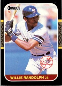 1986 Donruss Baseball Card Willie Randolph New York Yankees sk12289