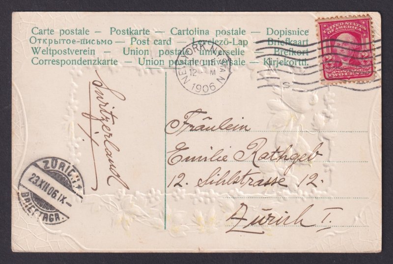 UNITED STATES, Postcard, Merry Christmas 1906