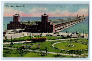 c1940's Birds Eye View Of Navy Pier Chicago Illinois IL Vintage Postcard 