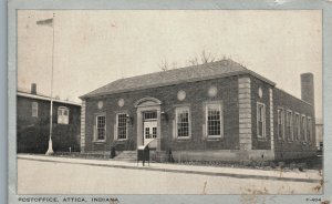 Vintage Postcard 1949 Post Office Postal Services Building Attica Indiana IN