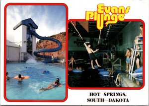 Water Slide and Pool, Evans Plunge Hot Springs SD Postcard T51