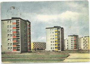 Spacerowa Street Nowa Huta Poland Ruch Postcard with Two 1960 Szczecin Stamps