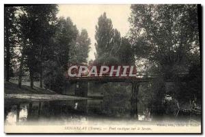 Old Postcard Seignelay Rustic Bridge over the Serein