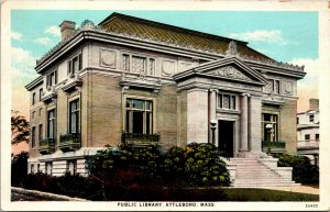 Vtg 1920s Public Library Attleboro Massachusetts MA Postcard