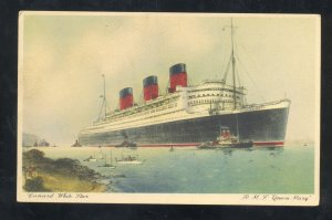 CUNARD WHITE STAR LINE RMS QUEEN MARY SHIP BOAT VINTAGE ADVERTISING POSTCARD