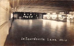 D16/ LeSourdsville Lake Ohio Postcard RPPC Pavilion Dance Hall Interior 1944