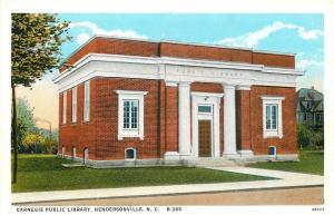 Hendersonville North Carolina~Carnegie Public Library~1920s Postcard