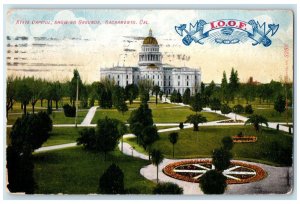 1908 State Capitol Showing Grounds Sacramento California CA Posted IOOF Postcard