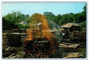 Lynchburg Tennessee TN Postcard Making Charcoal At Jack Daniel's 1981 Posted