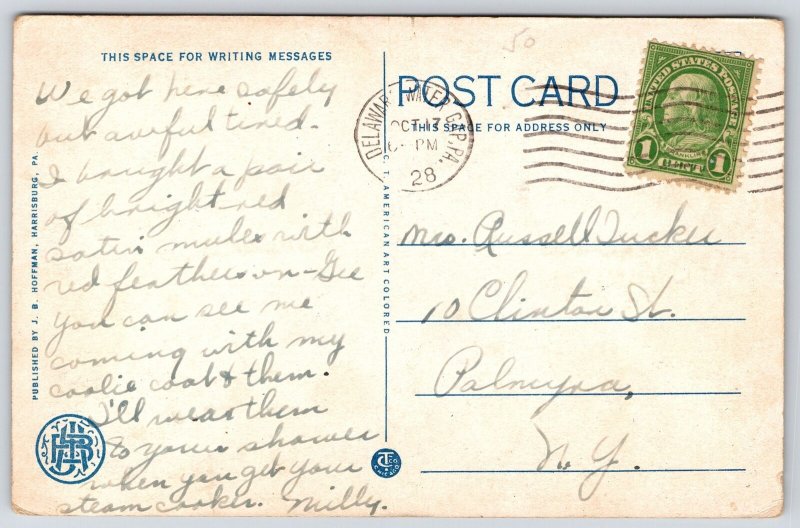 1928 Market Street Bridge At Night Harrisburg Pennsylvania PA Posted Postcard
