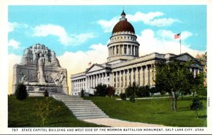 Utah Salt Lake City State Capitol Building and West Side Of The Mormon Battal...