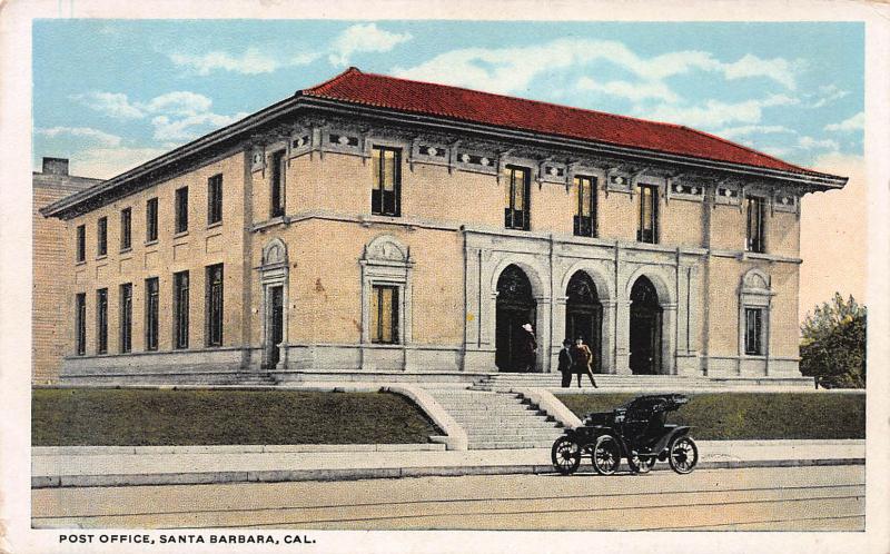 Post Office, Santa Barbara, California,  Early Postcard, Unused