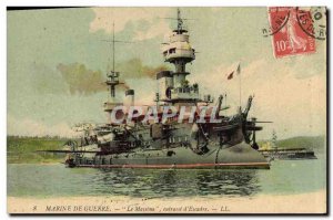 Old Postcard Boat Le Massena Breastplate d & # 39escadre