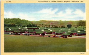 1943 General View Fletcher General Hospital Cambridge OH Postcard