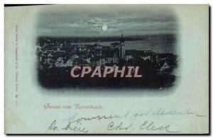 Postcard Old Gruss Aus Rorschach Map 1898