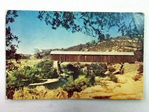 California, Covered Bridge Stanislaus River Mother Lode CA Vintage Postcard