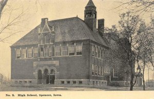 High School, Spencer, Iowa Clay County c1910s Vintage Postcard