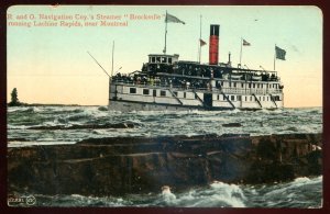 dc1434 - LACHINE RAPIDS Quebec Postcard 1900s R&O Navigation Steamer BROCKVILLE