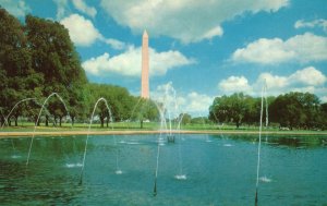 Vintage Postcard Fountains Washington Monument Marble Obelisk WA D.C.