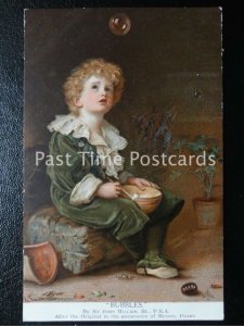 Old PC PEARS SOAP Bubbles child blows bubble from original by Sir John Millais