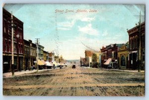 Atlantic Iowa Postcard Street Scene Exterior View Building c1908 Vintage Antique