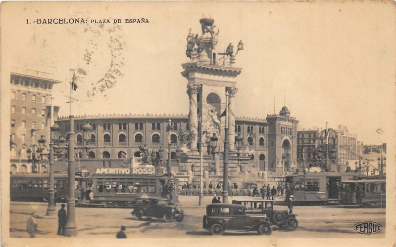 us7483 plaza de espana barcelona aperitivo rossi car train real photo spain