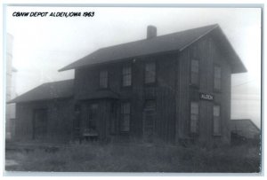 c1963 C&NW Depot Alden Iowa IA Railroad Train Depot Station RPPC Photo Postcard