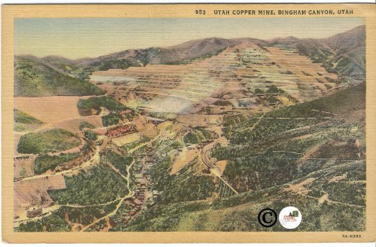 Utah Copper Mine Bingham Canyon Utah Vintage Postcard Vintage Linen Postcard
