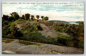 Hagerstown MD Doubleday Hill First Shot Across Potomac River Postcard R22