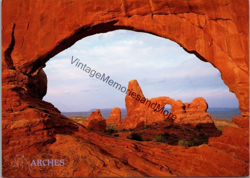 Turret Arch through North Window Arch Arches National Park Utah Postcard PC232