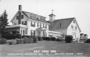 Bay View Inn Penobscot Bay 1940s Belfast Maine RPPC real photo postcard 11034