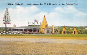 San Antonio Texas Indian Village Restaurant, Color Linen Vintage Postcard U14048