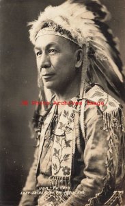 Native American Mohican Indian, RPPC, Sachem Uhm-Pa Tuth, Studio Shot