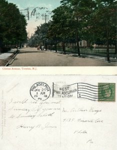 TRENTON N.J. CLINTON AVENUE 1910 ANTIQUE POSTCARD